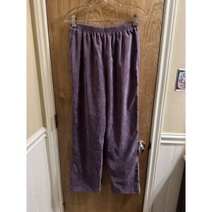 Vintage Alfred Dunner Purple Elastic Waist Dress Pants Size 12 Corduroy Style